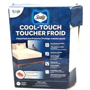 Sealy Elite Cool Touch Twin White Fitted Mattress Protector Waterproof NIB #3180
